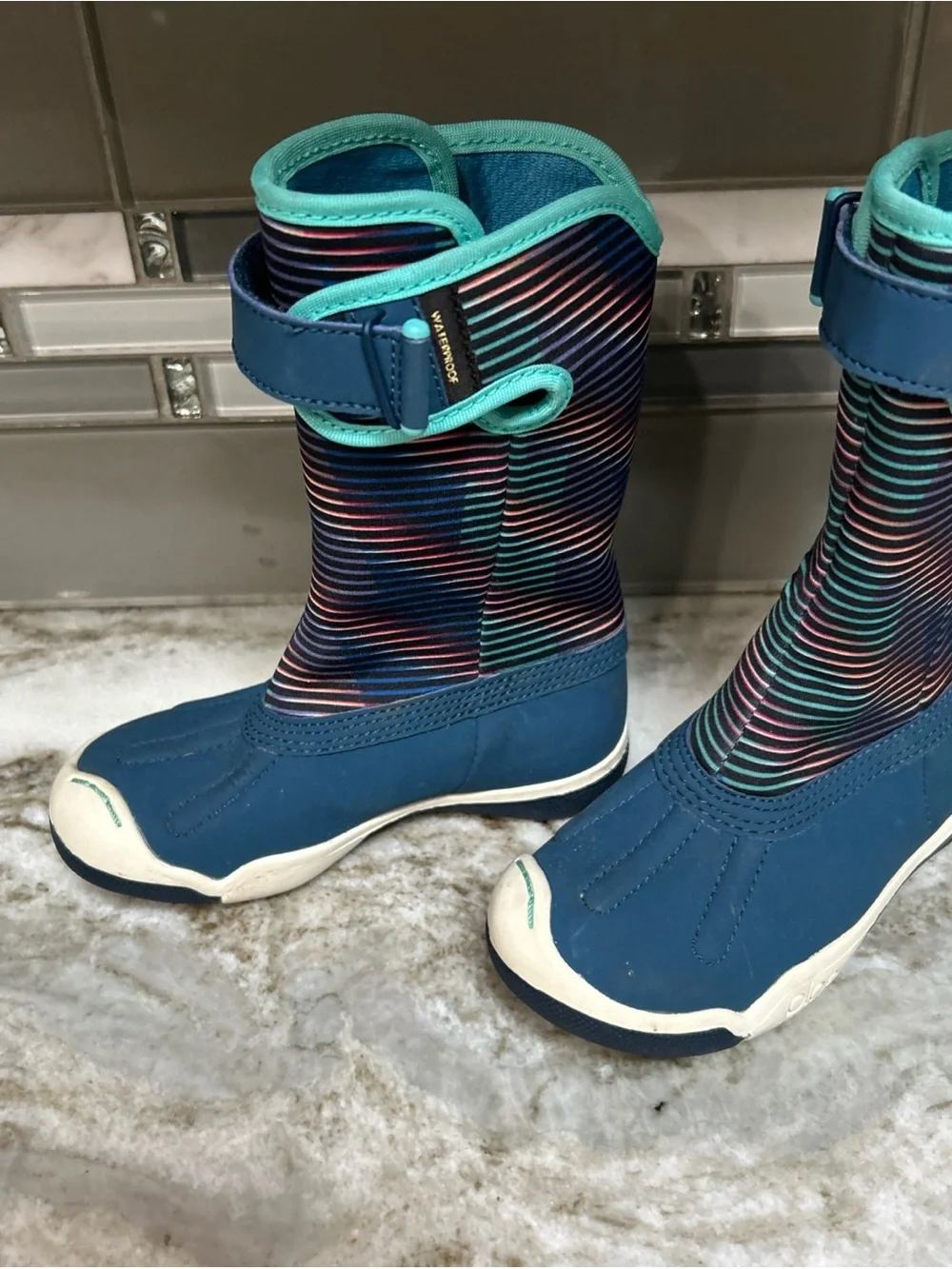 Plae Thandi Unisex Waterproof Boots, Blue/Multi - Size 8 Toddler Back To School